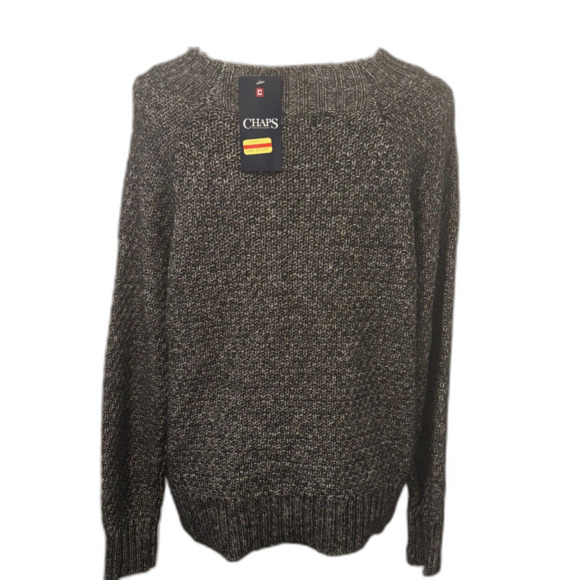 Women's Chaps Ribbed Hem Cuff Neck Sweater, in"Main Cabin Black" -NWT - Picture 5 of 6